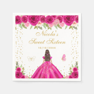 Heet Roze Bruine Haren Prinses Sweet Sixteen Servet
