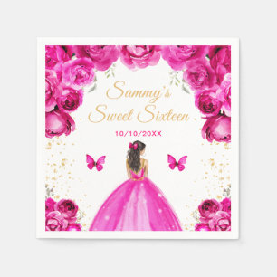 Heet Roze Bruine Haren Prinses Sweet Sixteen Servet
