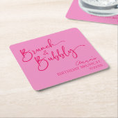 Heet Roze Brunch en Bubbly Verjaardag Brunch Party Kartonnen Onderzetters (Schuin)