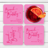 Heet Roze Brunch en Bubbly Verjaardag Brunch Party Kartonnen Onderzetters