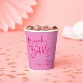 Heet Roze Brunch en Bubbly Verjaardag Brunch Party Papieren Bekers