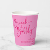 Heet Roze Brunch en Bubbly Verjaardag Brunch Party Papieren Bekers (Achterkant)