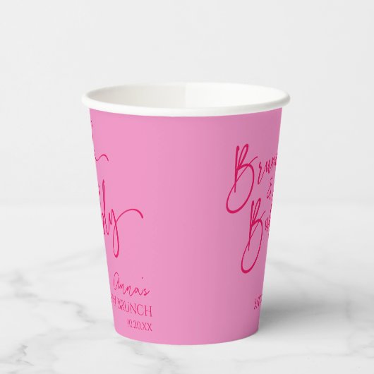Heet Roze Brunch en Bubbly Verjaardag Brunch Party Papieren Bekers (Links)