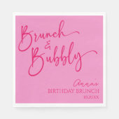 Heet Roze Brunch en Bubbly Verjaardag Brunch Party Servet (Voorkant)