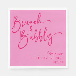 Heet Roze Brunch en Bubbly Verjaardag Brunch Party Servet