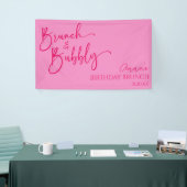 Heet Roze Brunch en Bubbly Verjaardag Brunch Party Spandoek (Beurs)