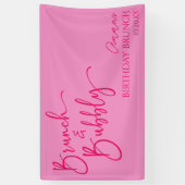 Heet Roze Brunch en Bubbly Verjaardag Brunch Party Spandoek (Verticaal)