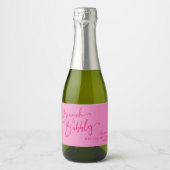 Heet Roze Brunch en Bubbly Verjaardag Brunch Party Sparkling Wijnetiket (Voorkant)