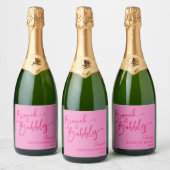 Heet Roze Brunch en Bubbly Verjaardag Brunch Party Sparkling Wijnetiket (Flessen)