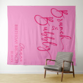 Heet Roze Brunch en Bubbly Verjaardag Brunch Party Wandkleed (In Situ (horizontaal))