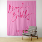 Heet Roze Brunch en Bubbly Verjaardag Brunch Party Wandkleed (In situ)