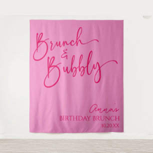 Heet Roze Brunch en Bubbly Verjaardag Brunch Party Wandkleed