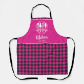Heet Roze Buffel Plaid Keuken Naam Schort (Voorkant)