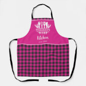 Heet Roze Buffel Plaid Keuken Naam Schort (Voorkant)