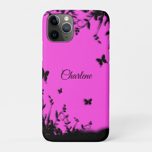 Heet Roze Butterfly Garden Persoonlijke benaming Case-Mate iPhone Case (Achterkant)