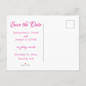 Heet Roze Calligrafie Save the Date Aankondigingskaart (Achterkant)