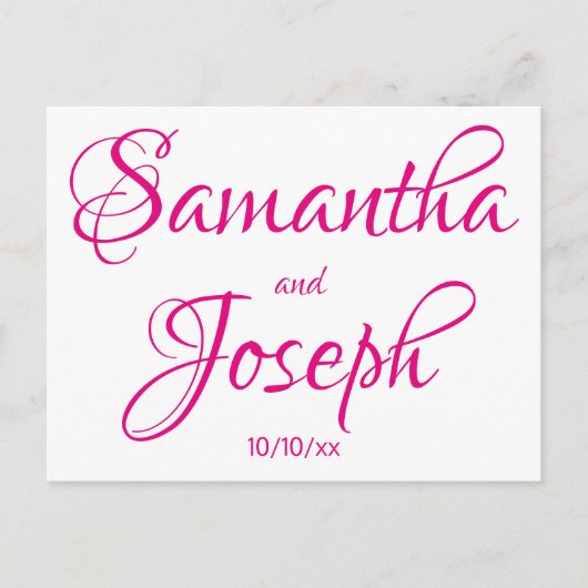 Heet Roze Calligrafie Save the Date Aankondigingskaart (Voorkant)