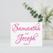 Heet Roze Calligrafie Save the Date Aankondigingskaart (Staand voorkant)