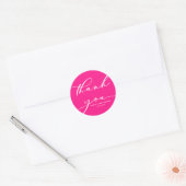 Heet Roze Calligraphy Baby Shower Bedankt Ronde Sticker (Envelop)