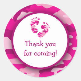 Heet Roze Camo Baby shower Stickers / Camouflage