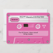 Heet-roze cassette retro verjaardagsfeestje kaart (Achterkant)