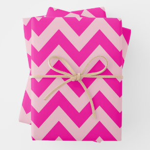 Heet Roze Chevron Zigzag Patroon Inpakpapier Vel