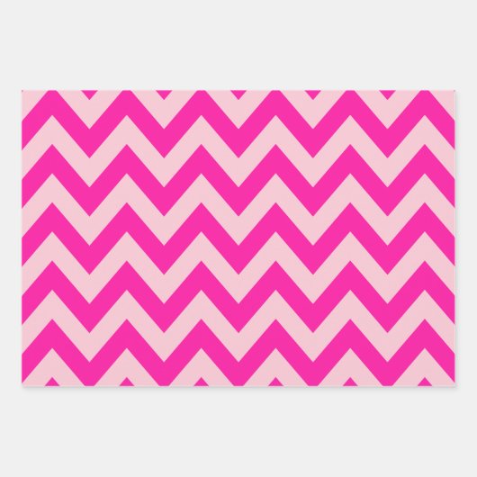 Heet Roze Chevron Zigzag Patroon Inpakpapier Vel (Voorkant)