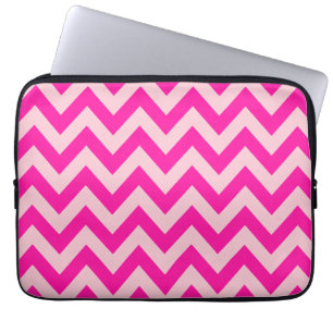 Heet Roze Chevron Zigzag Patroon Laptop Sleeve