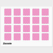 Heet Roze Chevron zigzag Patroon Vierkante Sticker (Vel)