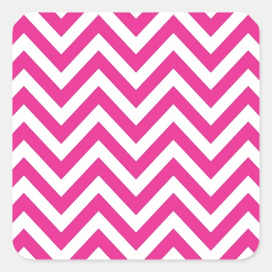 Heet Roze Chevron zigzag Patroon Vierkante Sticker (Voorkant)