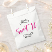 Heet Roze Chic Doodle Moderne Script Sweet 16 Bedankzakje (Geknipt)