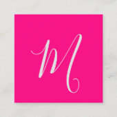 Heet roze - chic monogram vierkante visitekaartje (Voorkant)