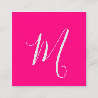 heet roze - chic monogram vierkante visitekaartje