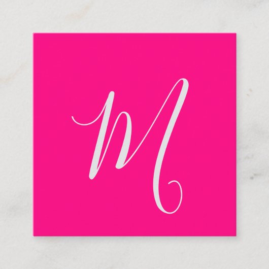 Heet roze - chic monogram vierkante visitekaartje (Voorkant)