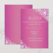 Heet Roze Chic Sneeuwvlok RSVP Kaart (Voorkant / Achterkant)