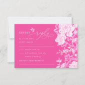 Heet Roze Chinoiserie Bloem Tuin Bruiloft RSVP Kaart (Voorkant)