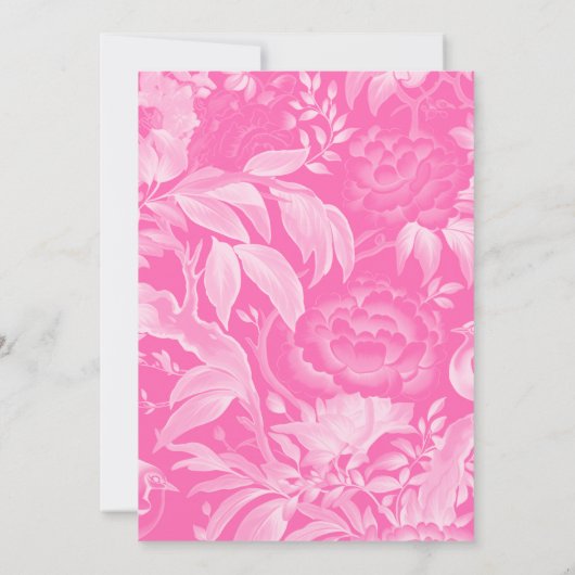 Heet Roze Chinoiserie Meisje Baby shower Kaart (Achterkant)
