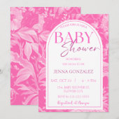 Heet Roze Chinoiserie Meisje Baby shower Kaart (Voorkant / Achterkant)