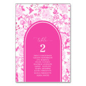 Heet Roze Chinoiserie Zitplaatskaart Tafelnummer (Voorkant)
