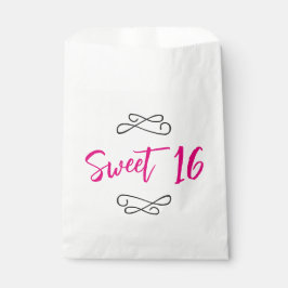 Heet Roze Chique Doodle Modern Script Sweet 16 Bedankzakje