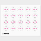 Heet Roze Chique Doodle Modern Script Sweet 16 Ronde Sticker (Vel)