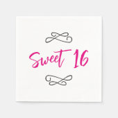 Heet Roze Chique Doodle Modern Script Sweet 16 Servet (Voorkant)