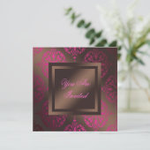 Heet roze chocolade bruine feest kaart (Staand voorkant)