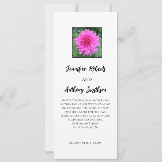 Heet Roze Chrysanthemum Bloemen Bruiloft Uitnodigi Kaart (Voorkant)