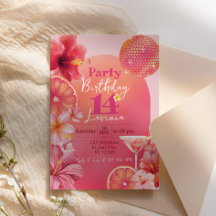 Heet Roze Citrus Tropische Disco Glitter Verjaarda