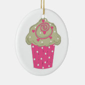 Heet Roze Cupcake Keramisch Ornament (Rechts)