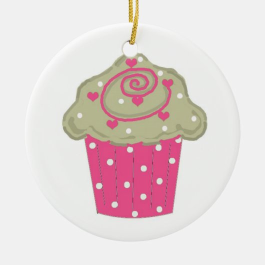 Heet Roze Cupcake Keramisch Ornament (Voorkant)