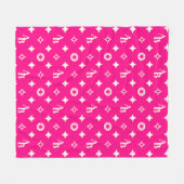 Heet Roze Custom Initiaal Monogram Patroon Deken (Voorkant (Horizontaal))