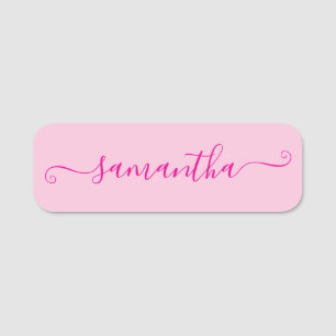 Heet Roze Cute Handtekening Naamplaatje