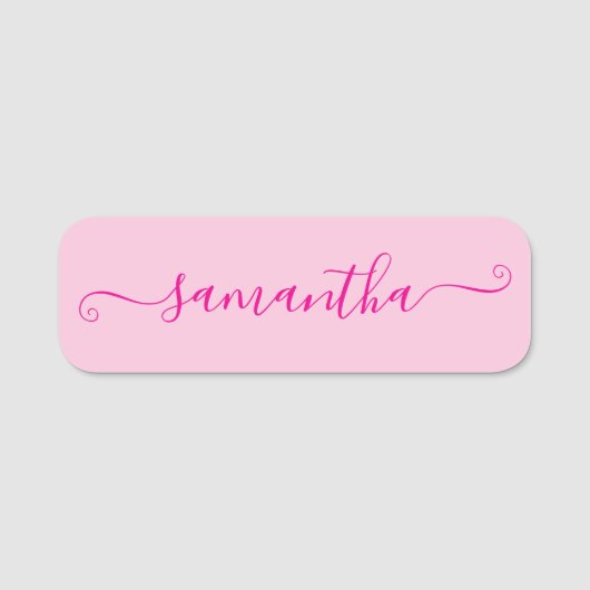 Heet Roze Cute Handtekening Naamplaatje (Voorkant)